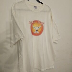 Vintage 1990s Graphic T-Shirt Dove Spirit Power 2XL White Soul‎ Art